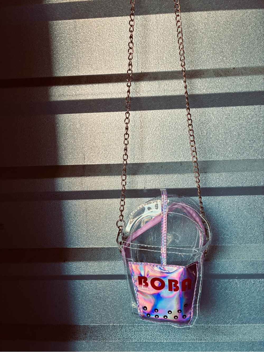BOBA Iridescent Pink Clear Crossbody Bag by